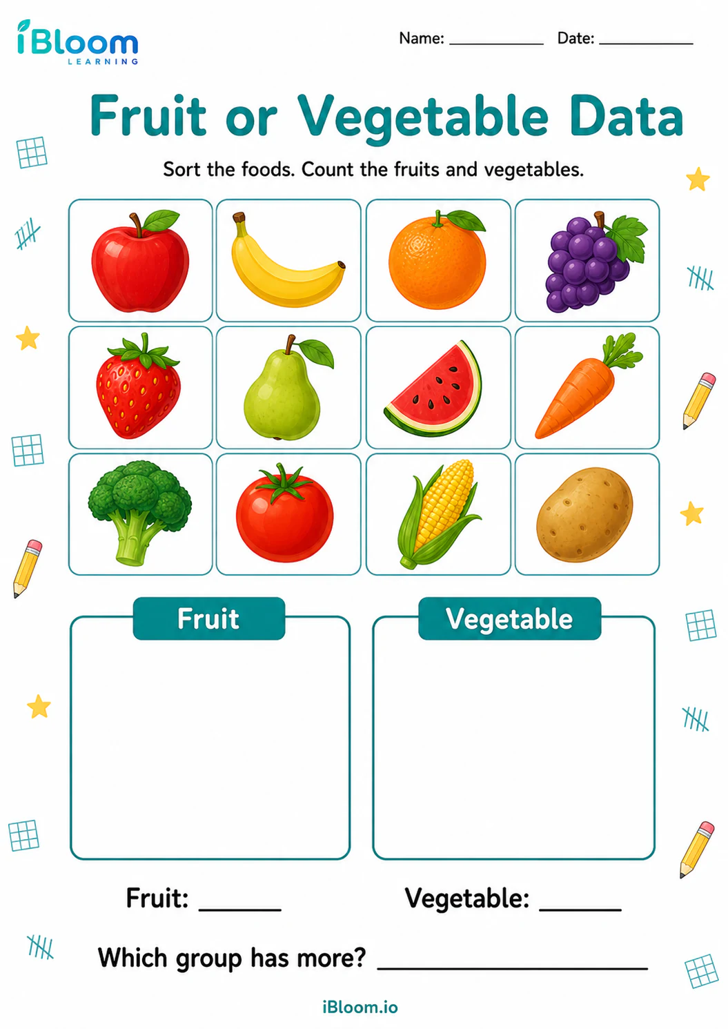 Preview of Fruit or Vegetable Data worksheet