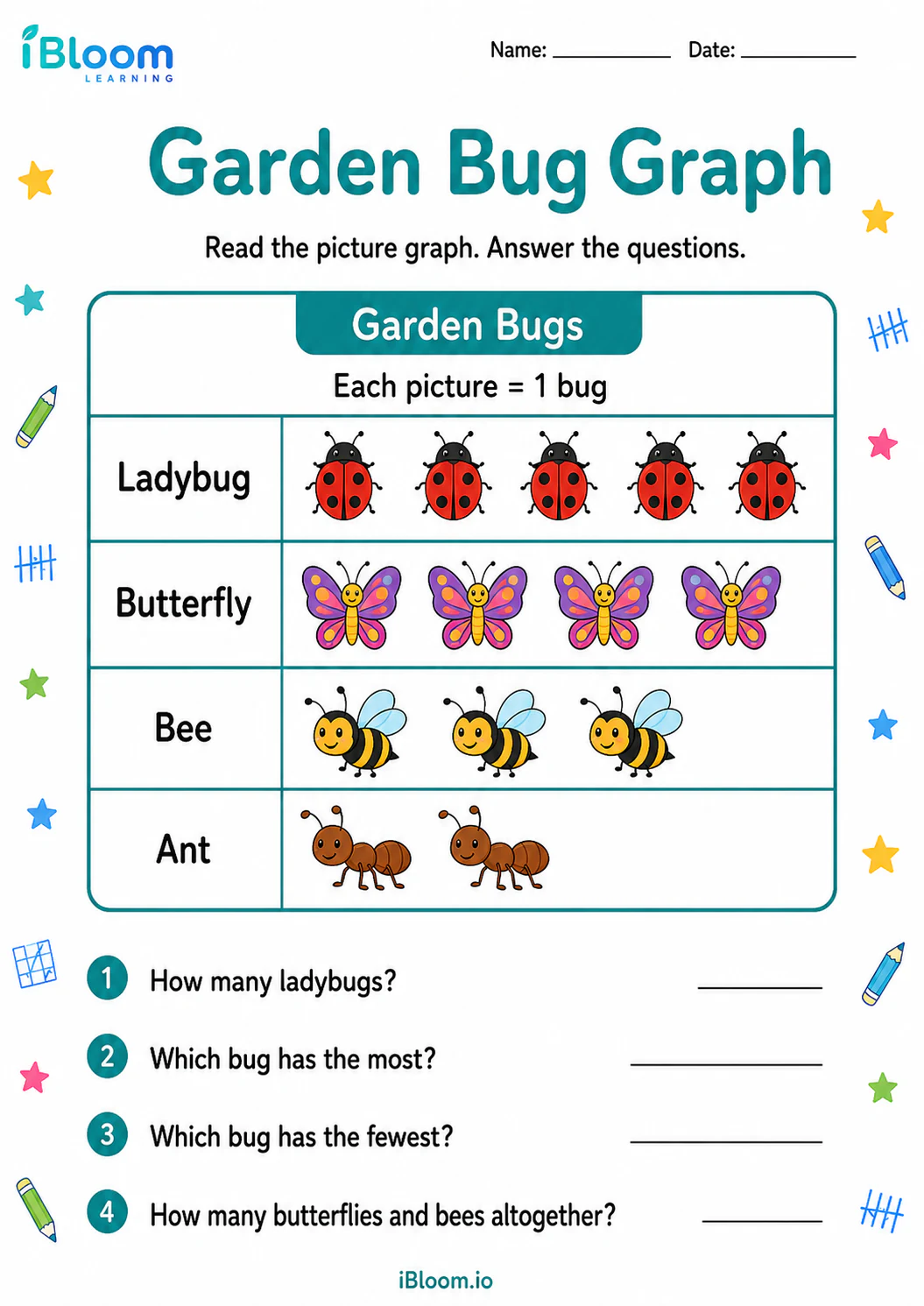 Preview of Garden Bug Graph worksheet