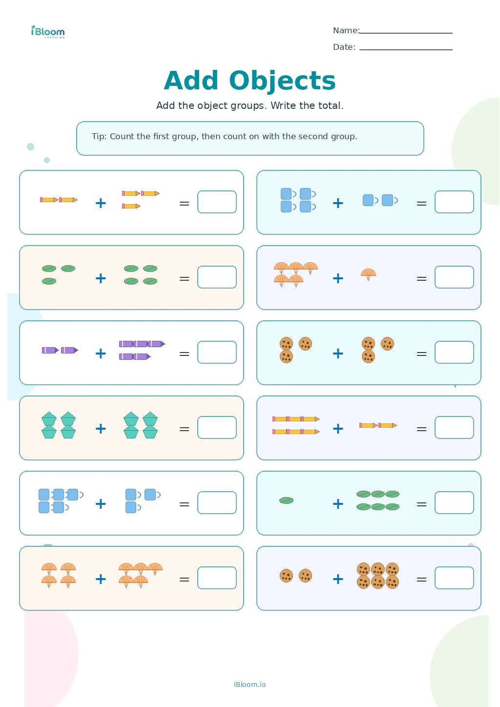 Add Objects Grade 1 worksheet preview