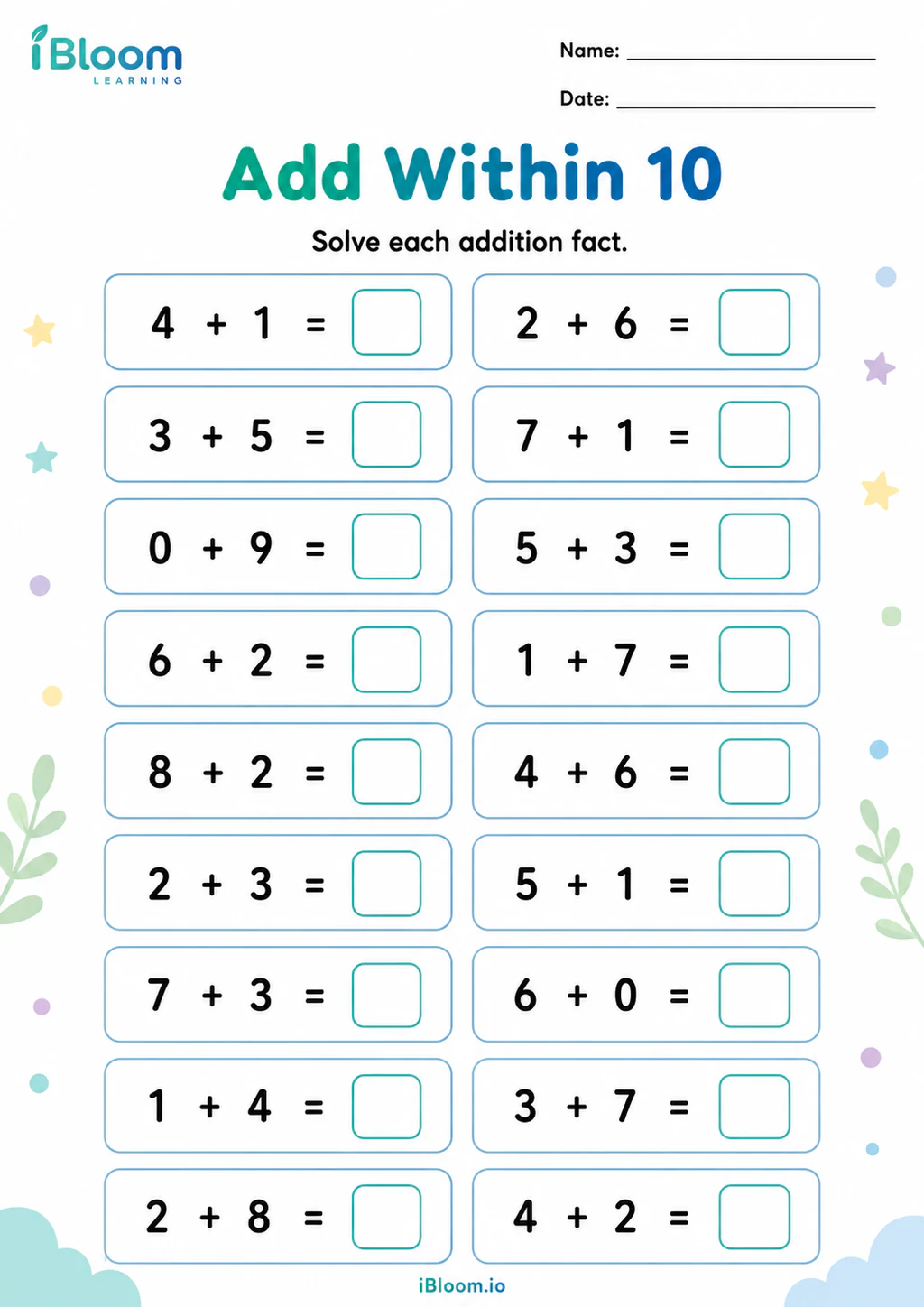 Preview page 1 of Add Within 10