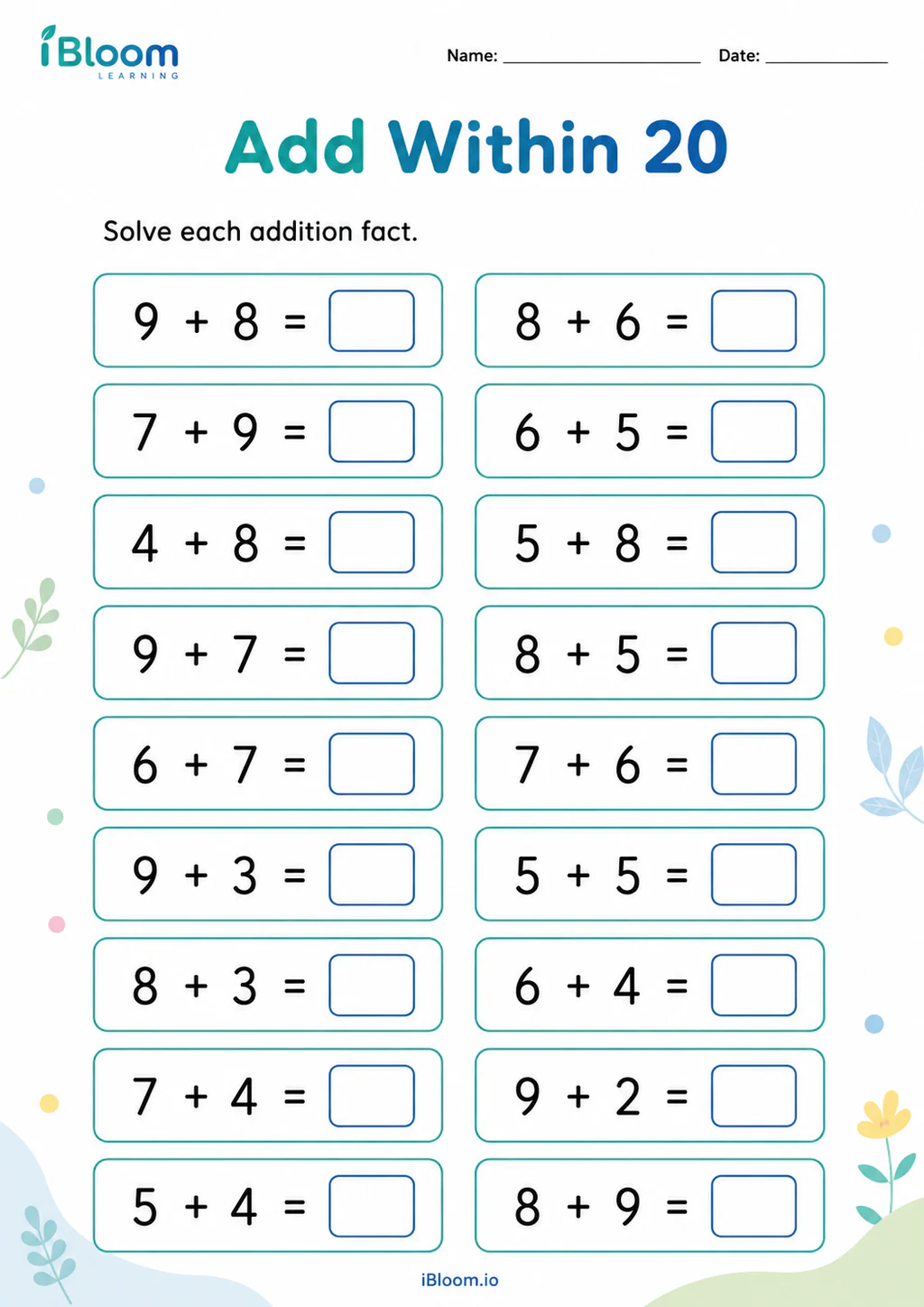 Preview page 1 of Add Within 20