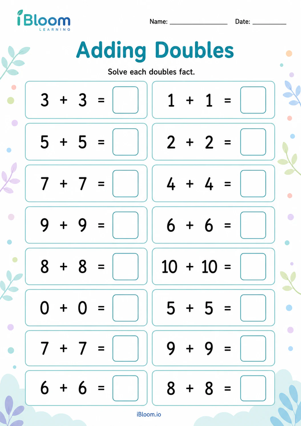 Preview page 1 of Adding Doubles