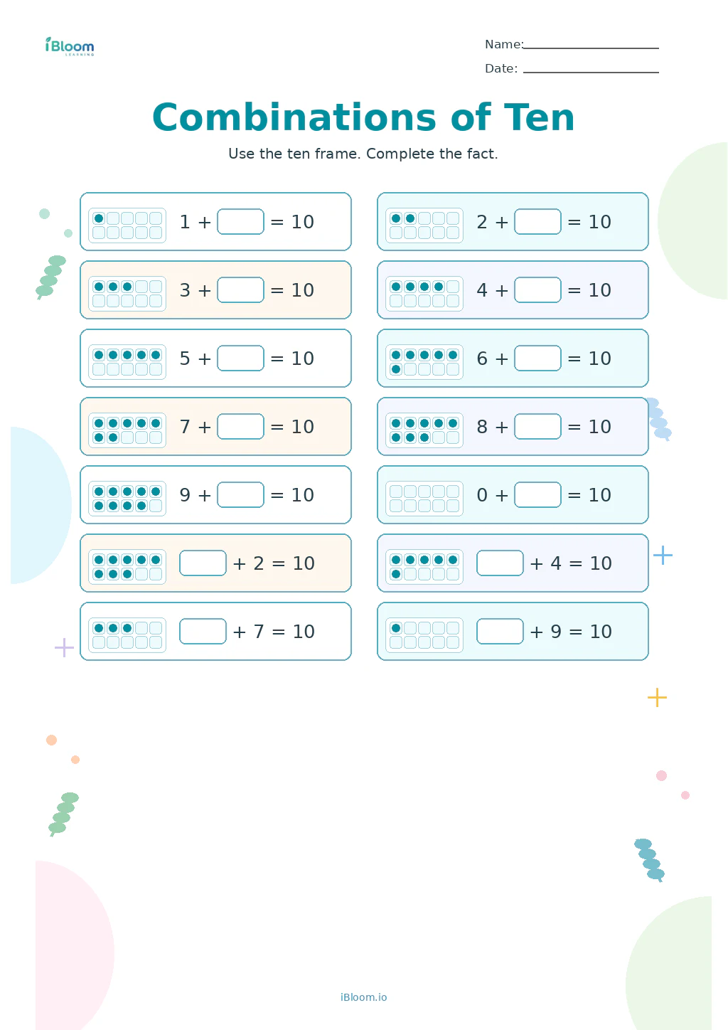Preview page 1 of Combinations of Ten