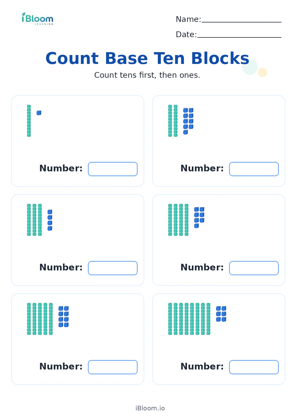 Preview page 1 of Count Base Ten Blocks