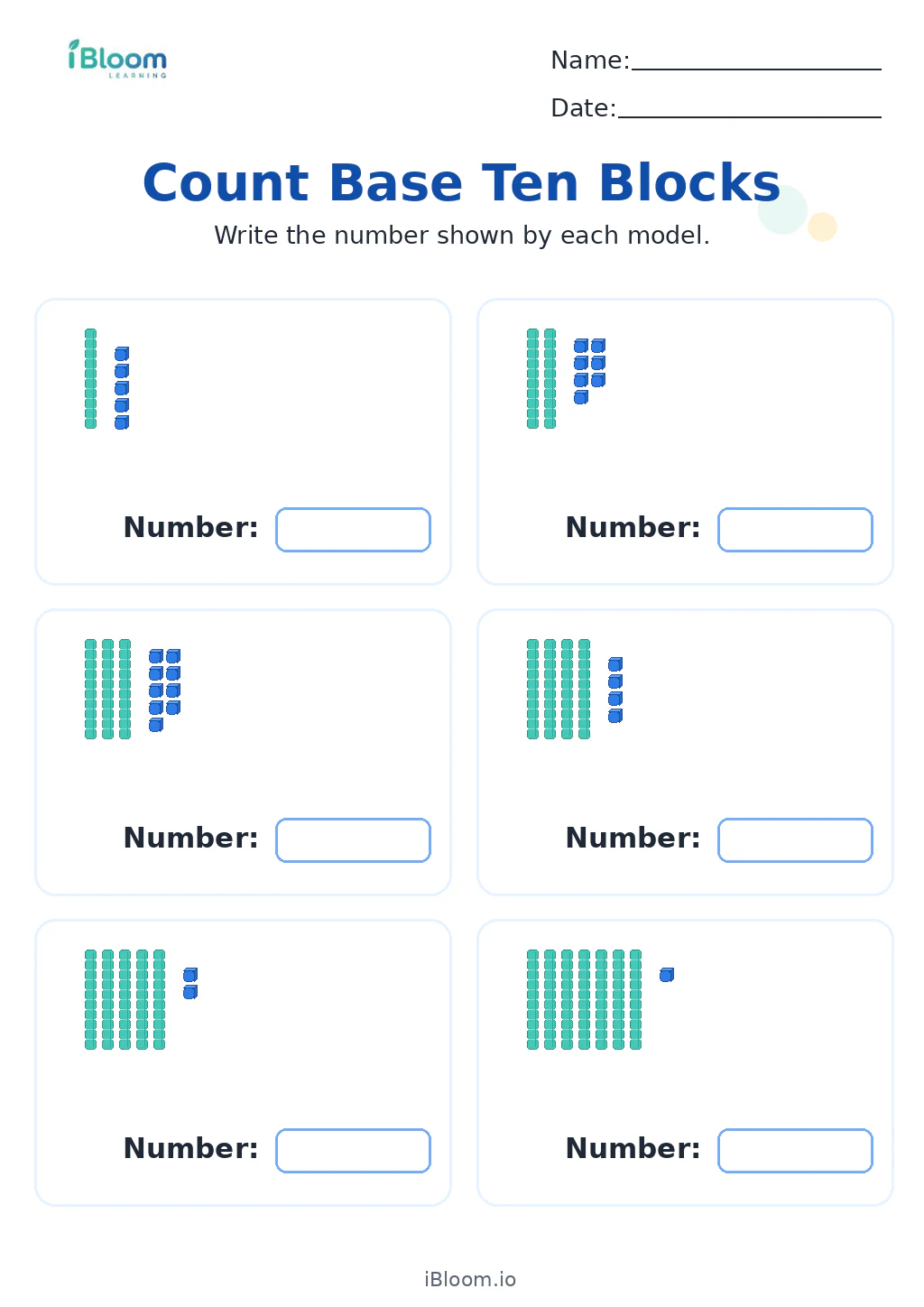Preview page 1 of Count Base Ten Blocks