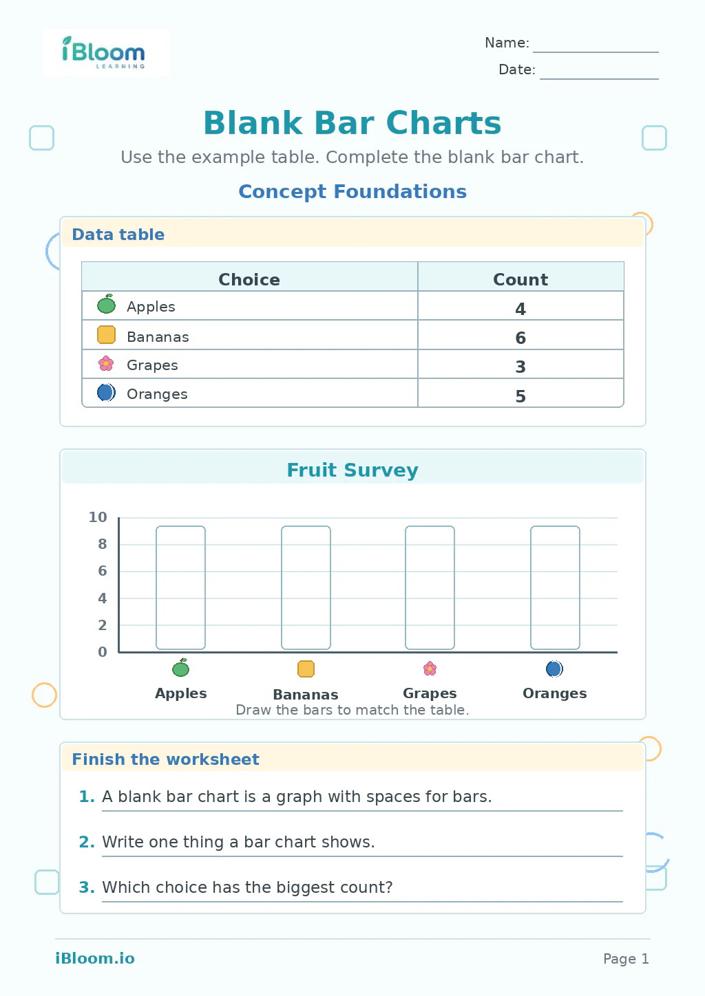 Preview page 1 of Blank Bar Charts — Concept Foundations