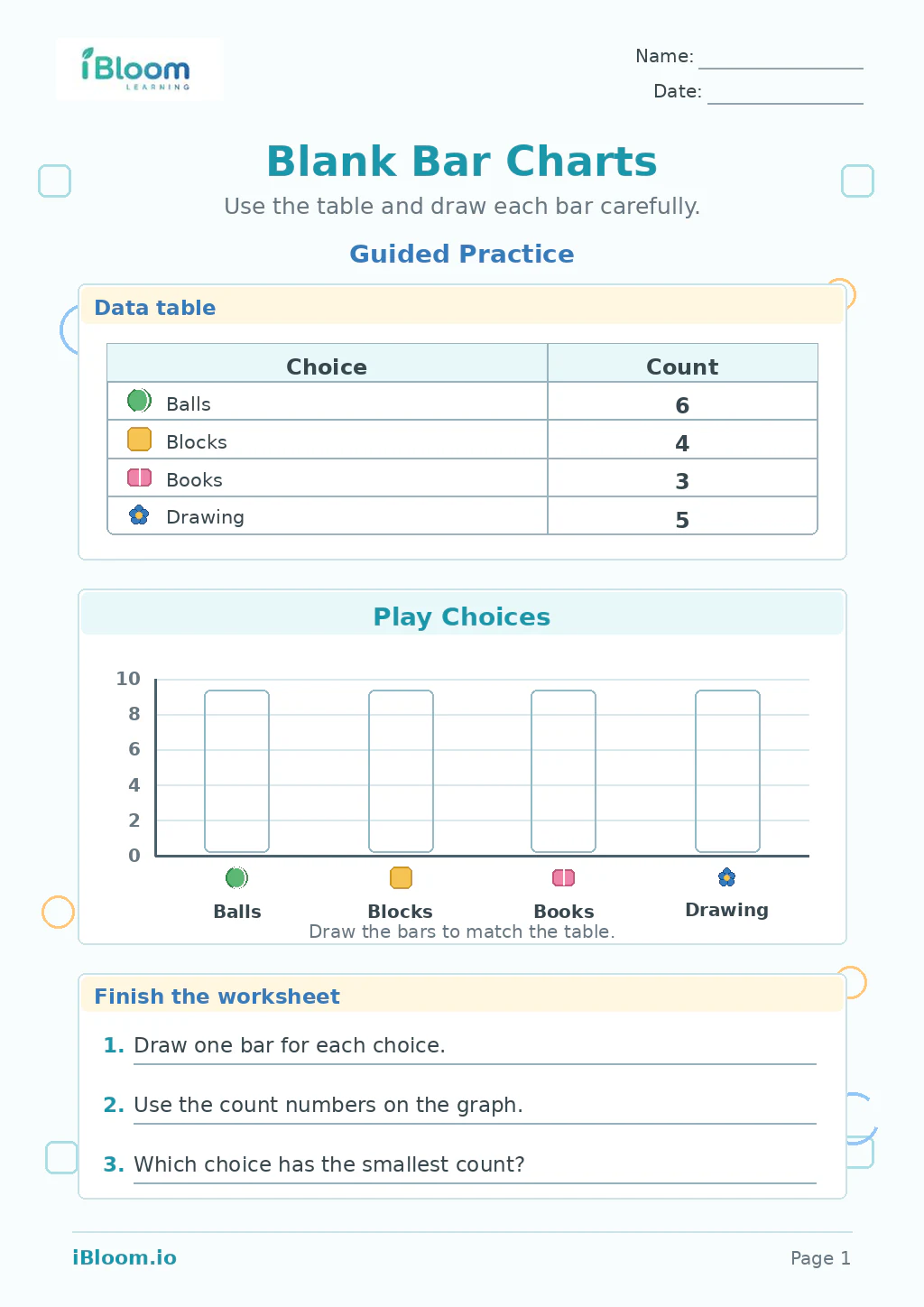 Preview page 1 of Blank Bar Charts — Guided Practice