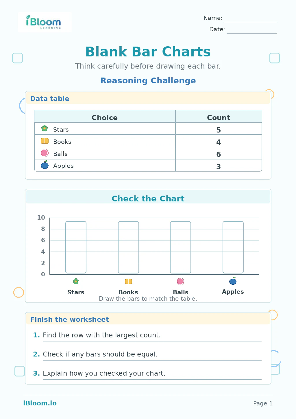 Preview page 1 of Blank Bar Charts — Reasoning Challenge