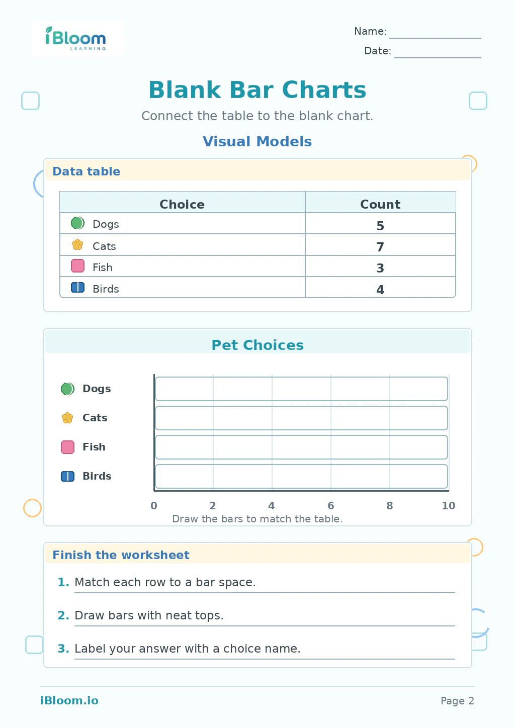 Blank Bar Charts — Visual Models worksheet page 2