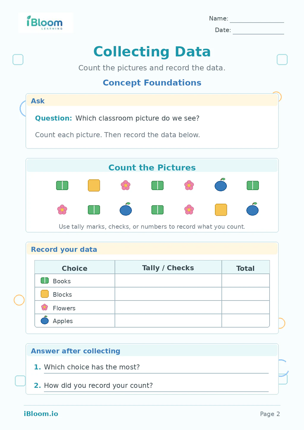 Collecting Data — Concept Foundations worksheet page 2