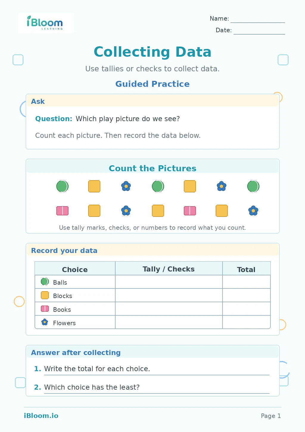 Preview page 1 of Collecting Data — Guided Practice
