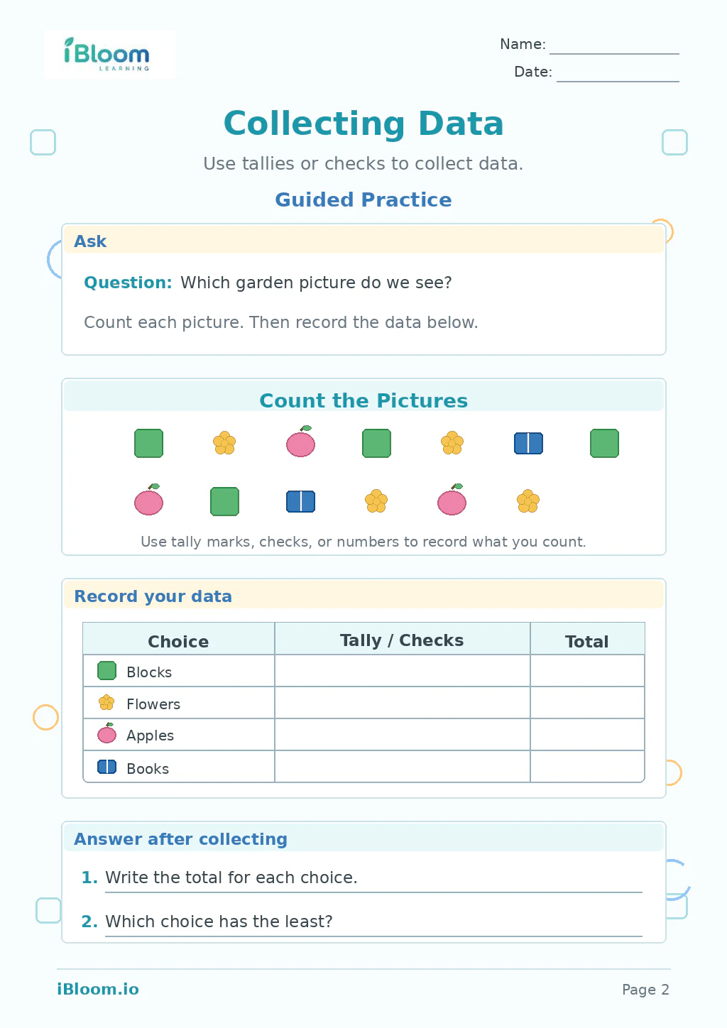 Collecting Data — Guided Practice worksheet page 2
