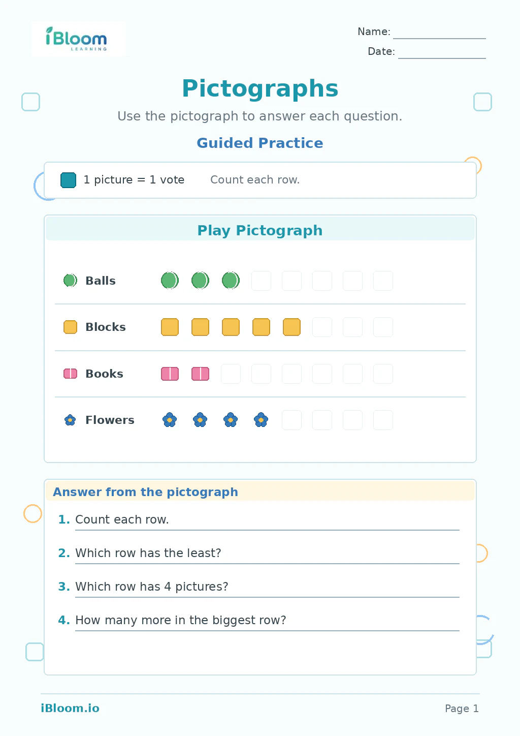 Preview page 1 of Pictographs — Guided Practice