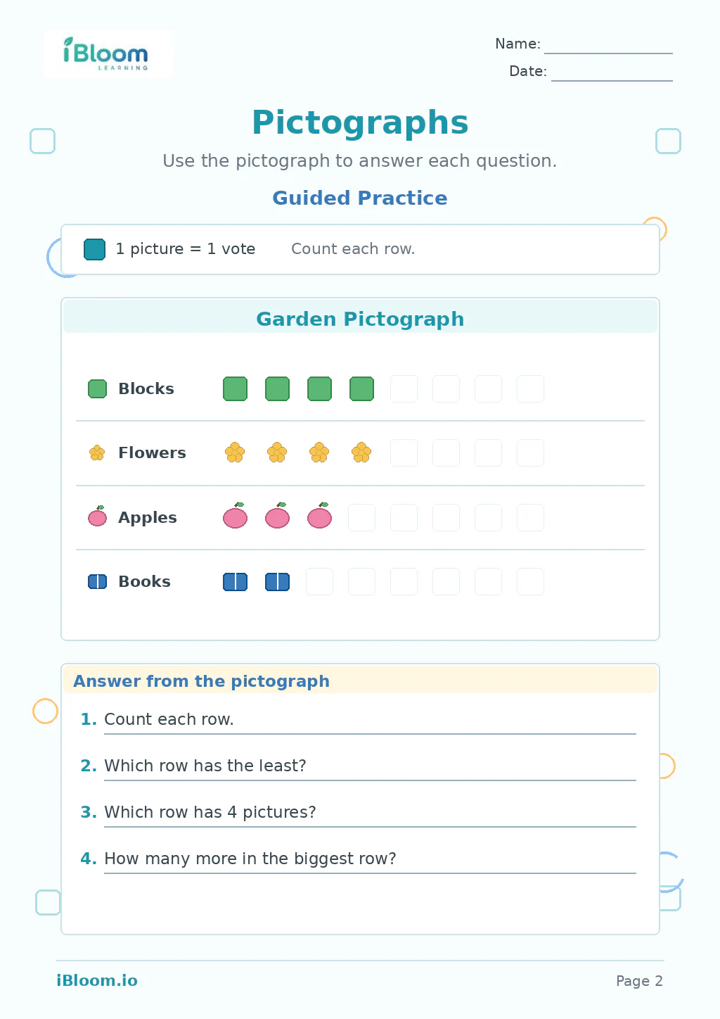 Pictographs — Guided Practice worksheet page 2