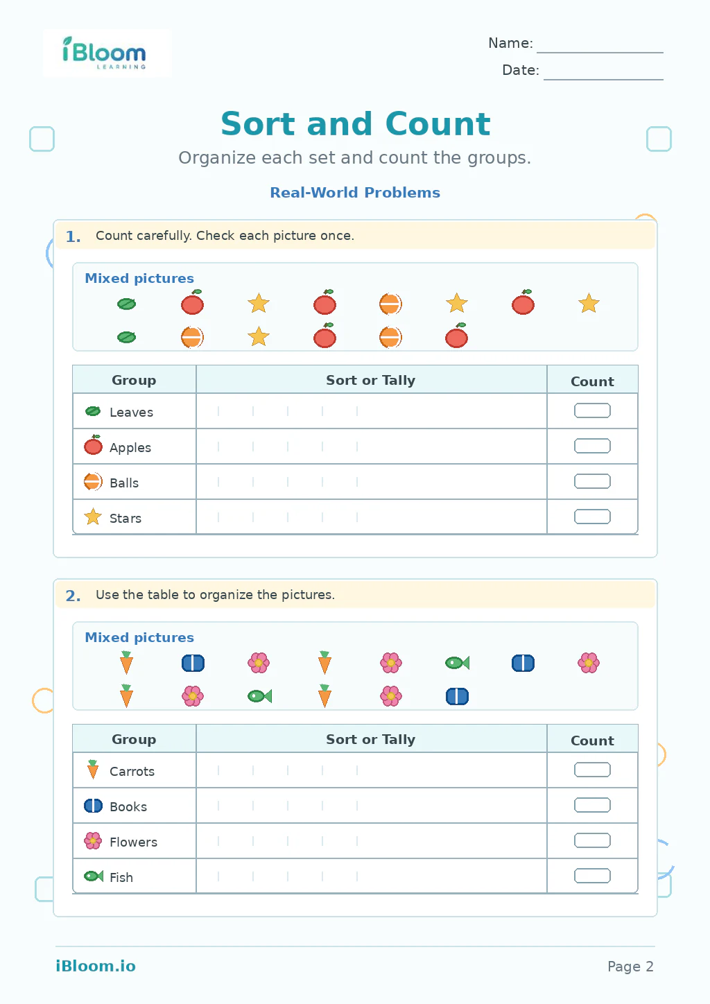 Sort And Count — Real-World Problems worksheet page 2