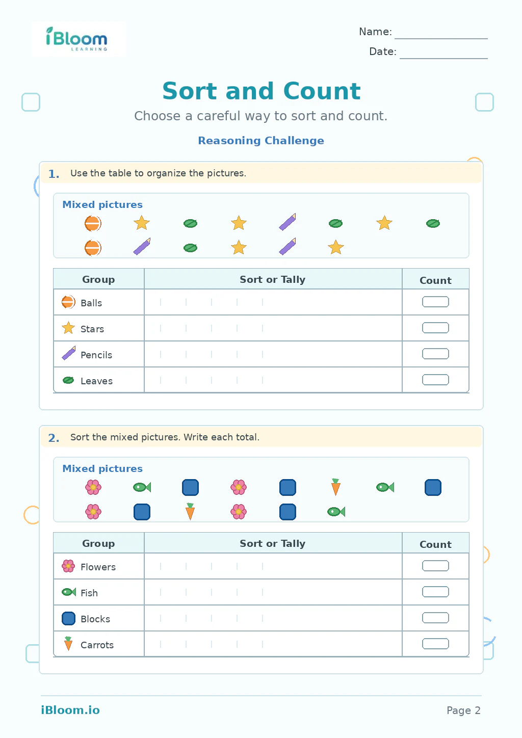 Sort And Count — Reasoning Challenge worksheet page 2