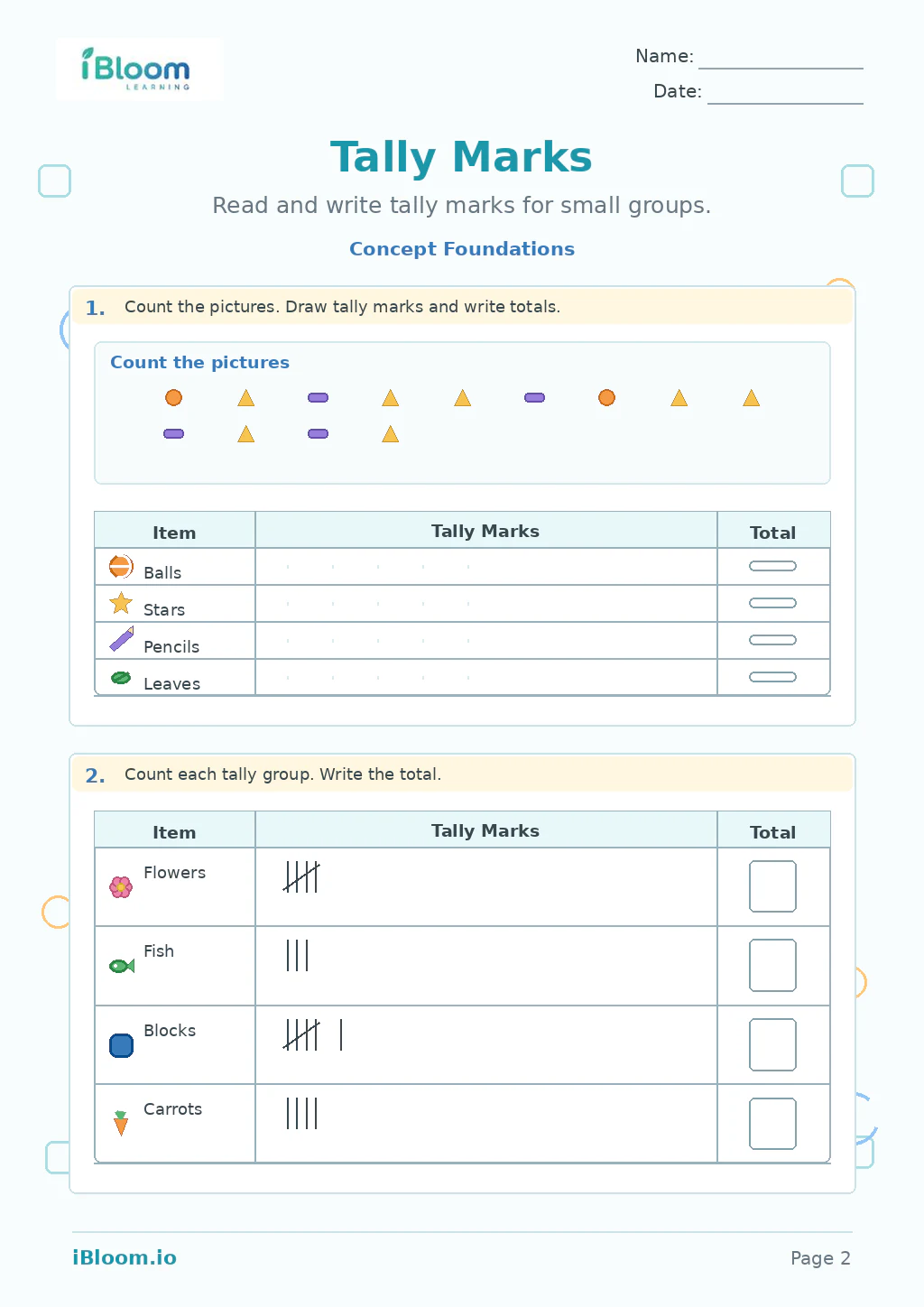 Preview page 1 of Tally Marks — Concept Foundations