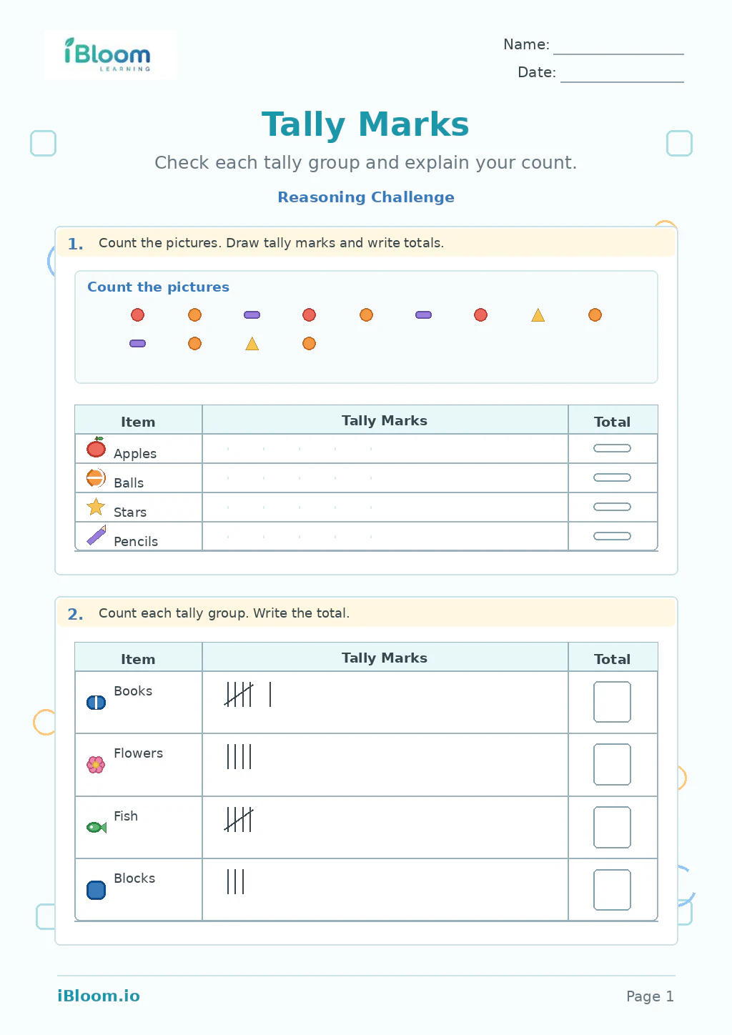 Preview page 1 of Tally Marks — Reasoning Challenge