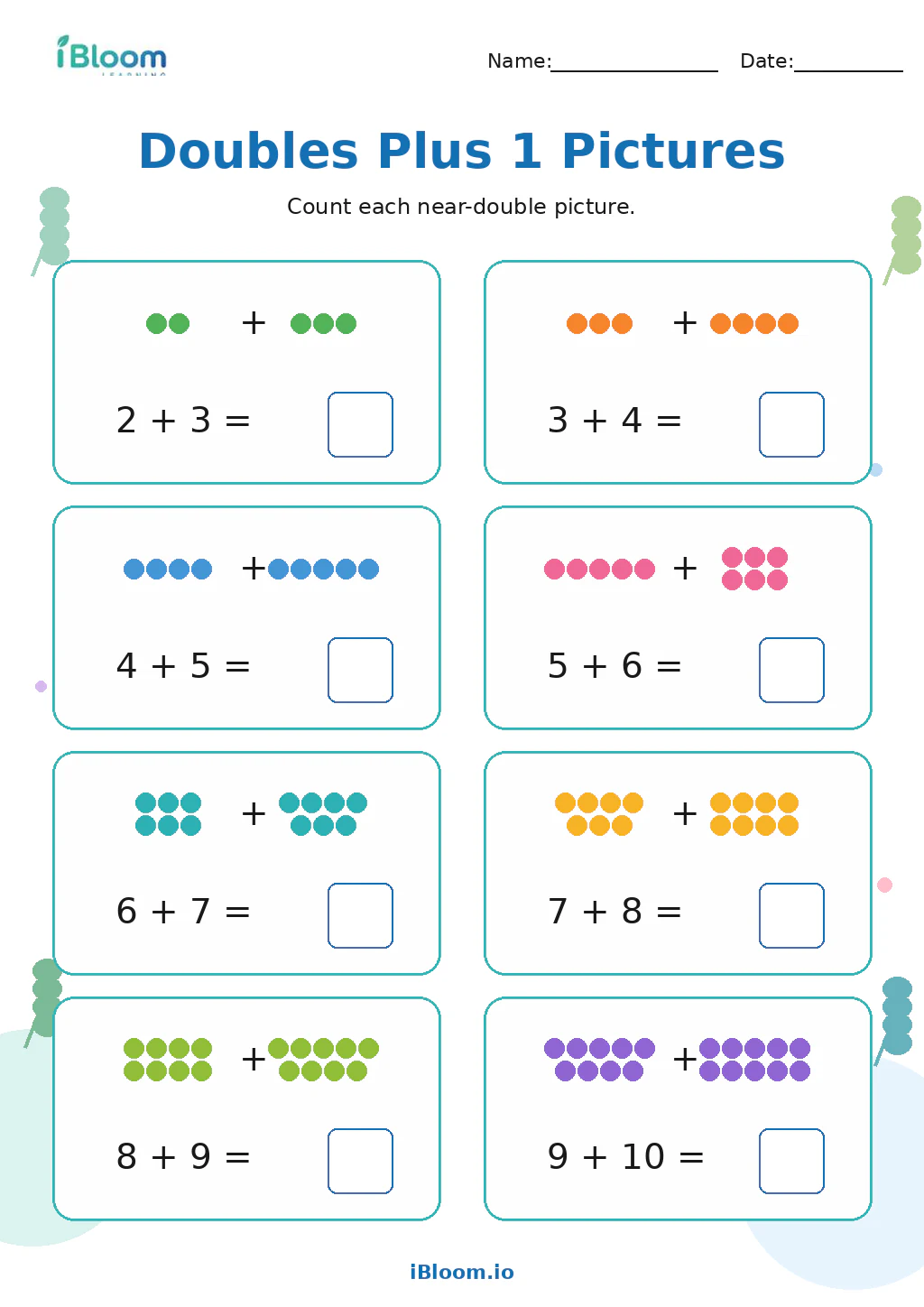 Preview of Doubles Plus 1 Pictures worksheet