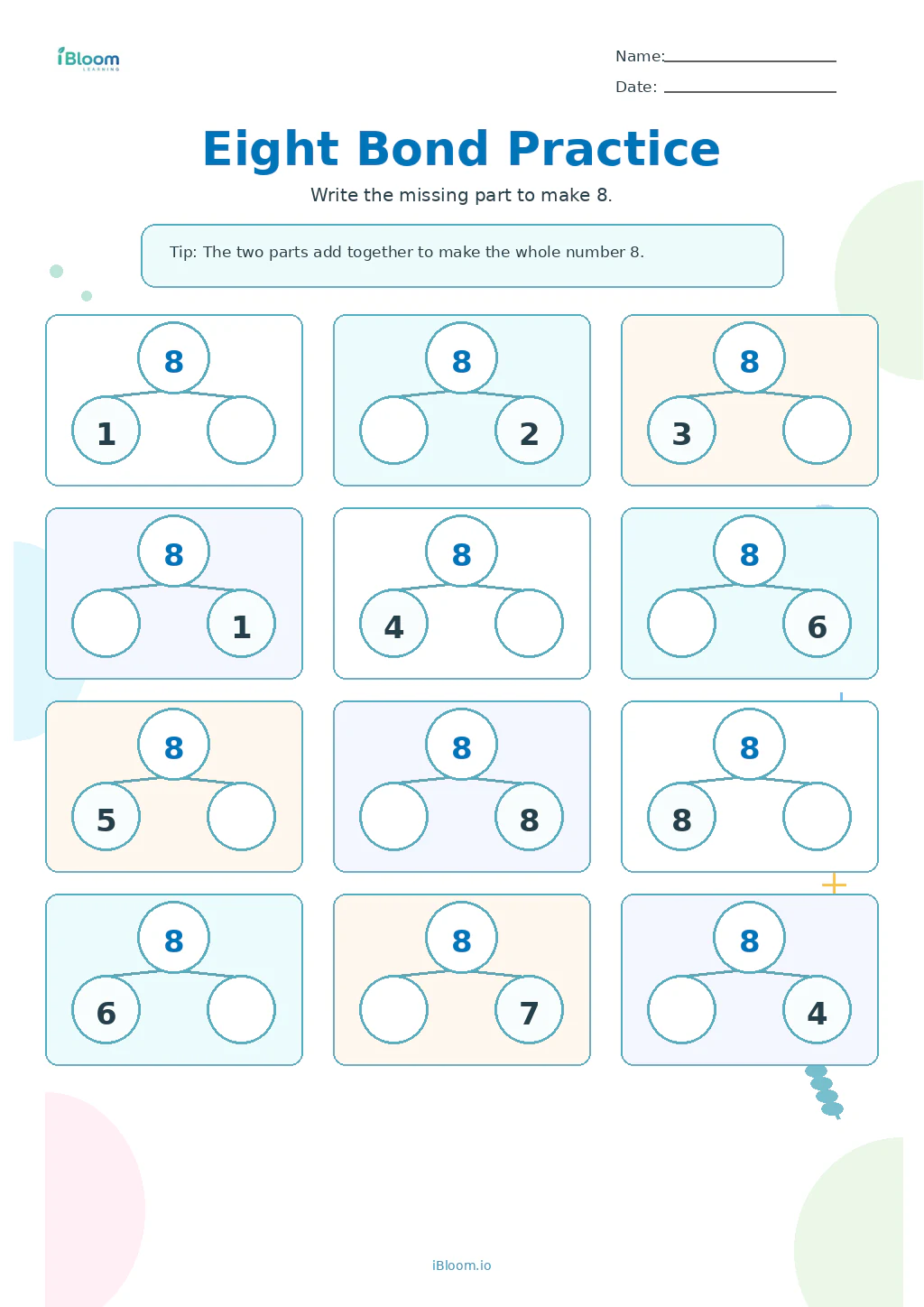 Eight Bond Practice Grade 1 worksheet preview
