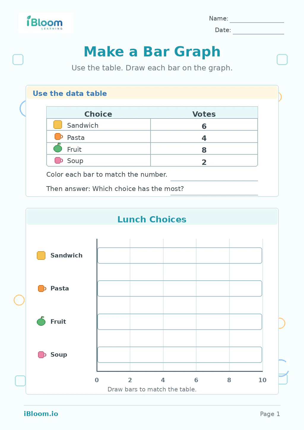 Preview page 1 of Make a Bar Graph