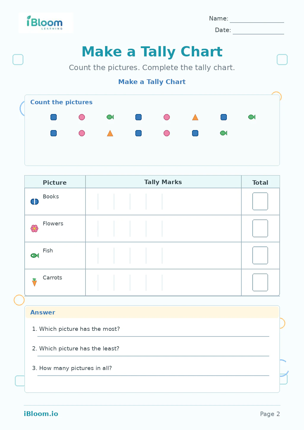 Preview page 1 of Make a Tally Chart