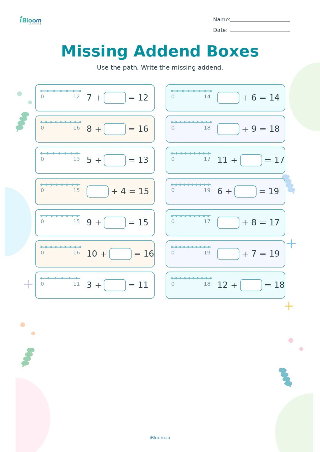 Preview page 1 of Missing Addend Boxes