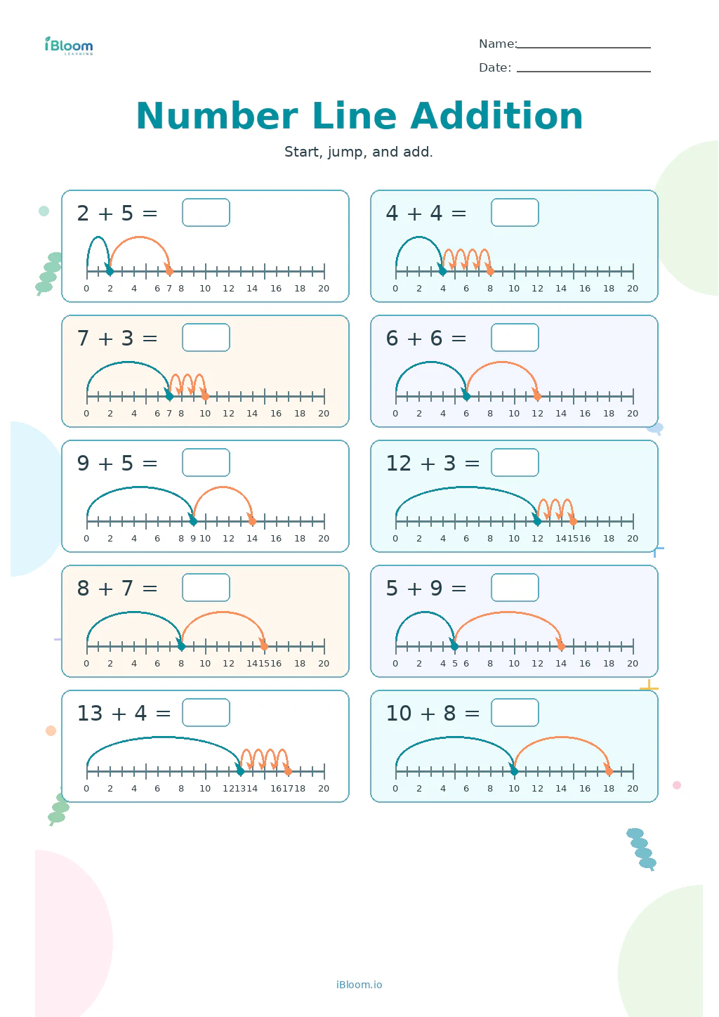 Preview page 1 of Number Line Addition