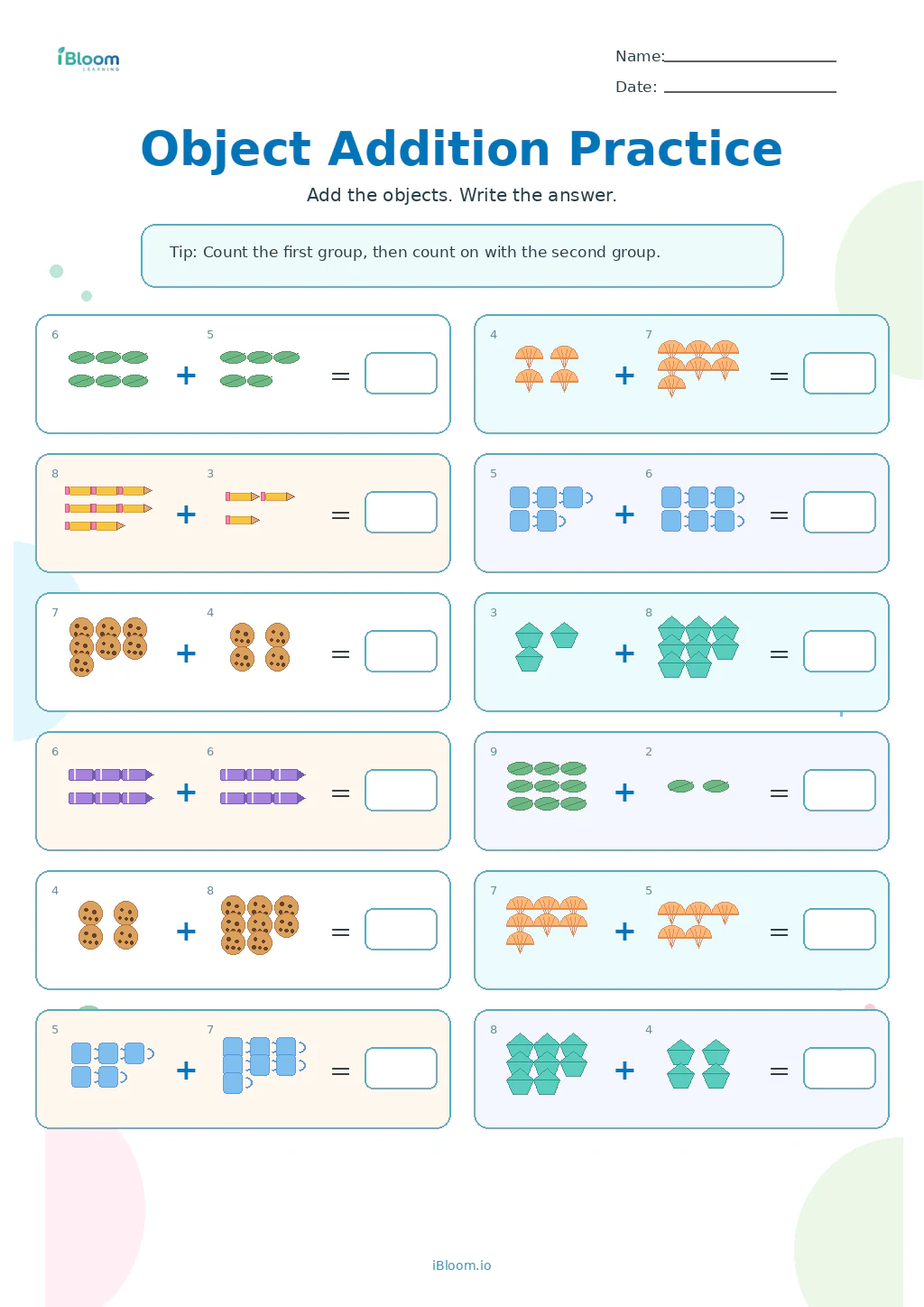 Object Addition Practice Grade 1 worksheet preview