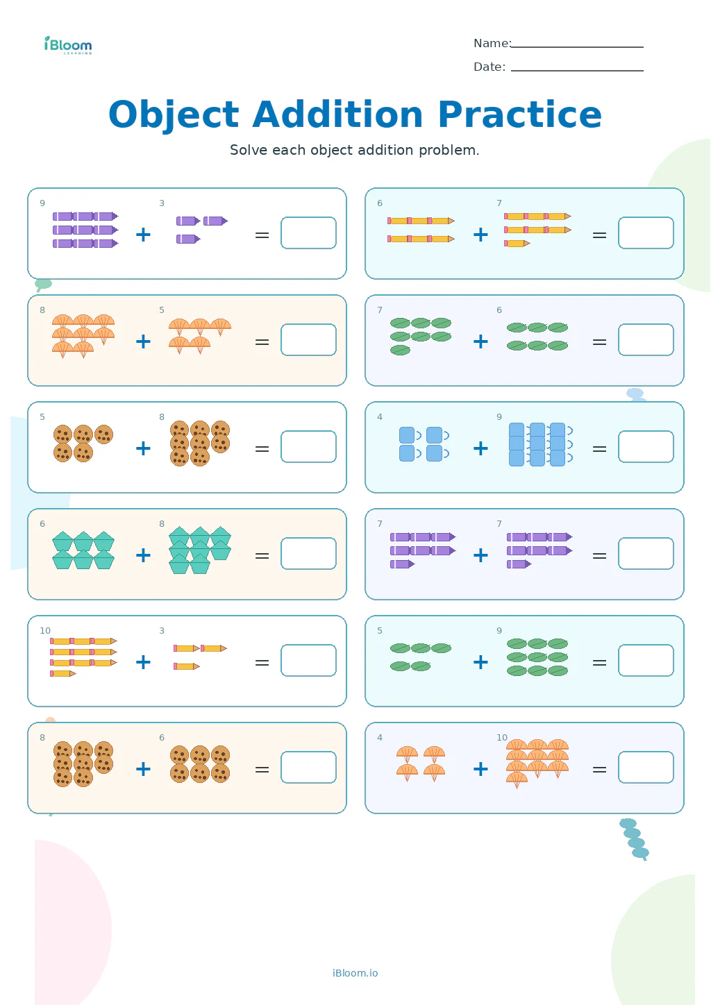 Preview of Object Addition Practice worksheet
