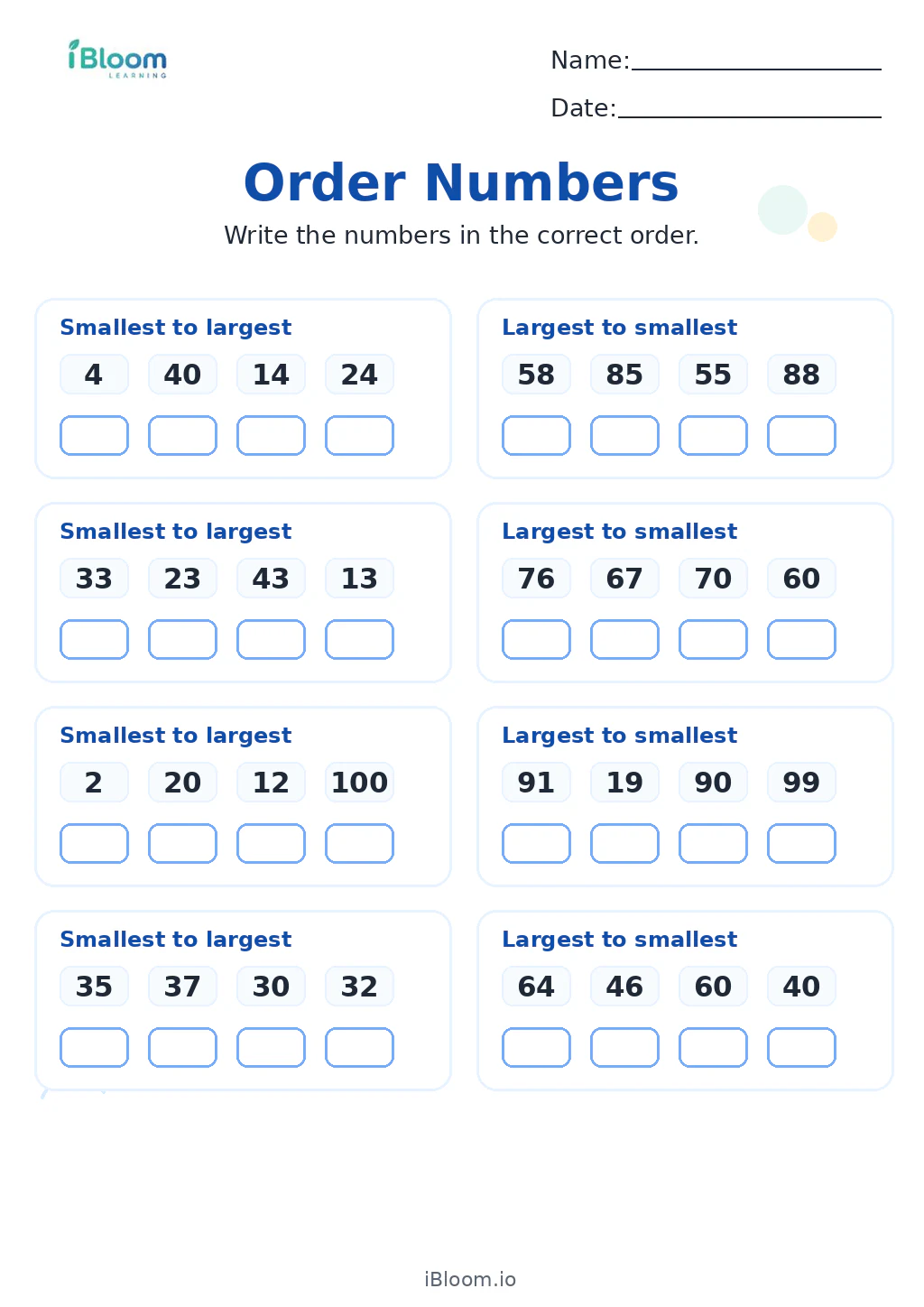 Preview page 1 of Order Numbers