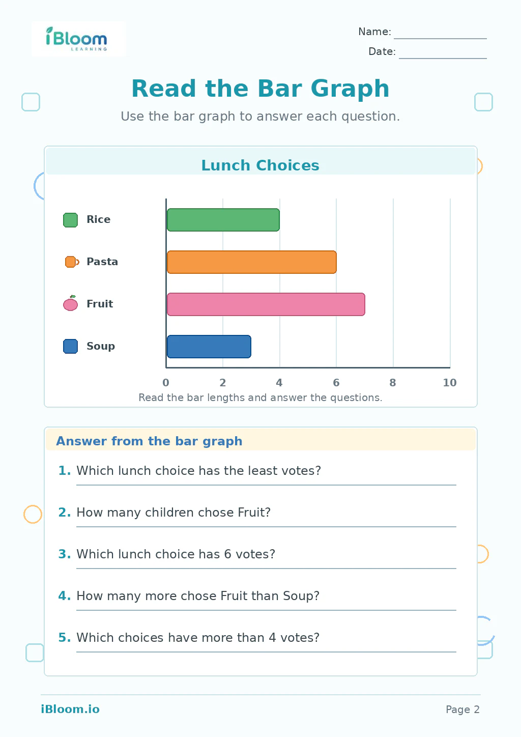 Preview page 1 of Read the Bar Graph