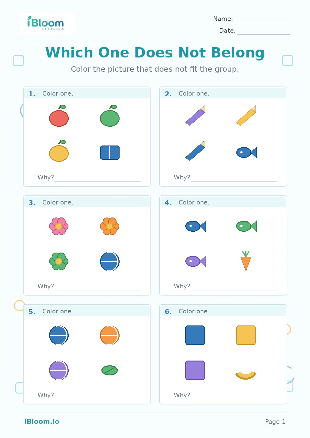 Which One Does Not Belong Grade 1 worksheet preview