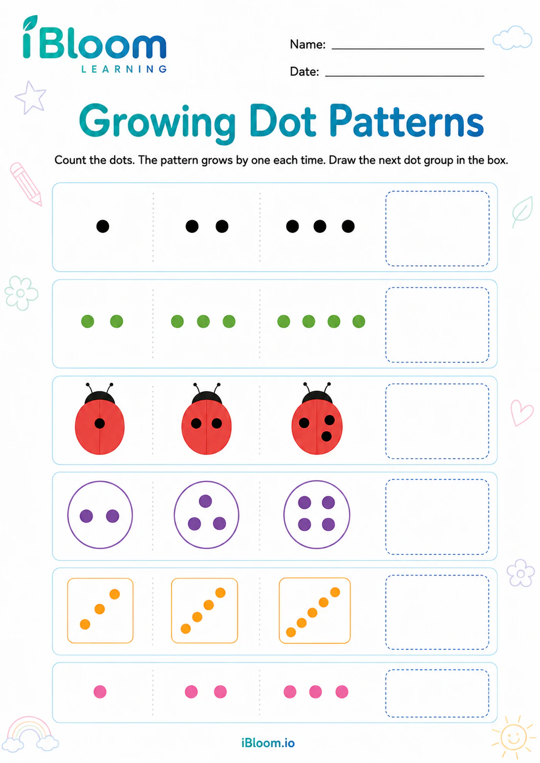Preview of Growing Dot Patterns worksheet