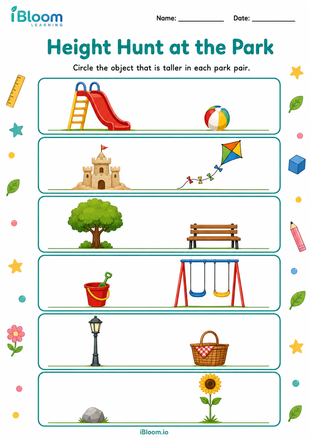 Preview of Height Hunt at the Park worksheet