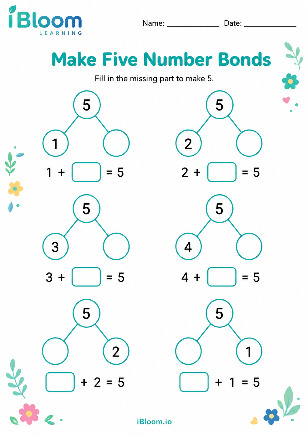 Preview page 1 of Make Five Number Bonds