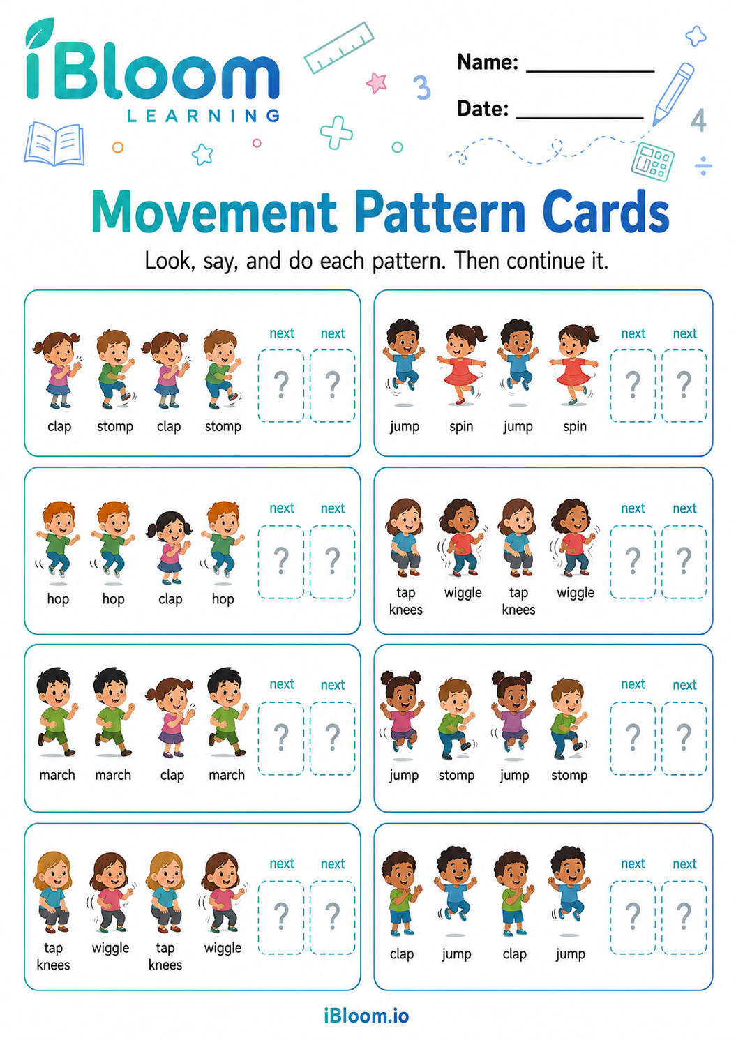 Preview of Movement Pattern Cards worksheet
