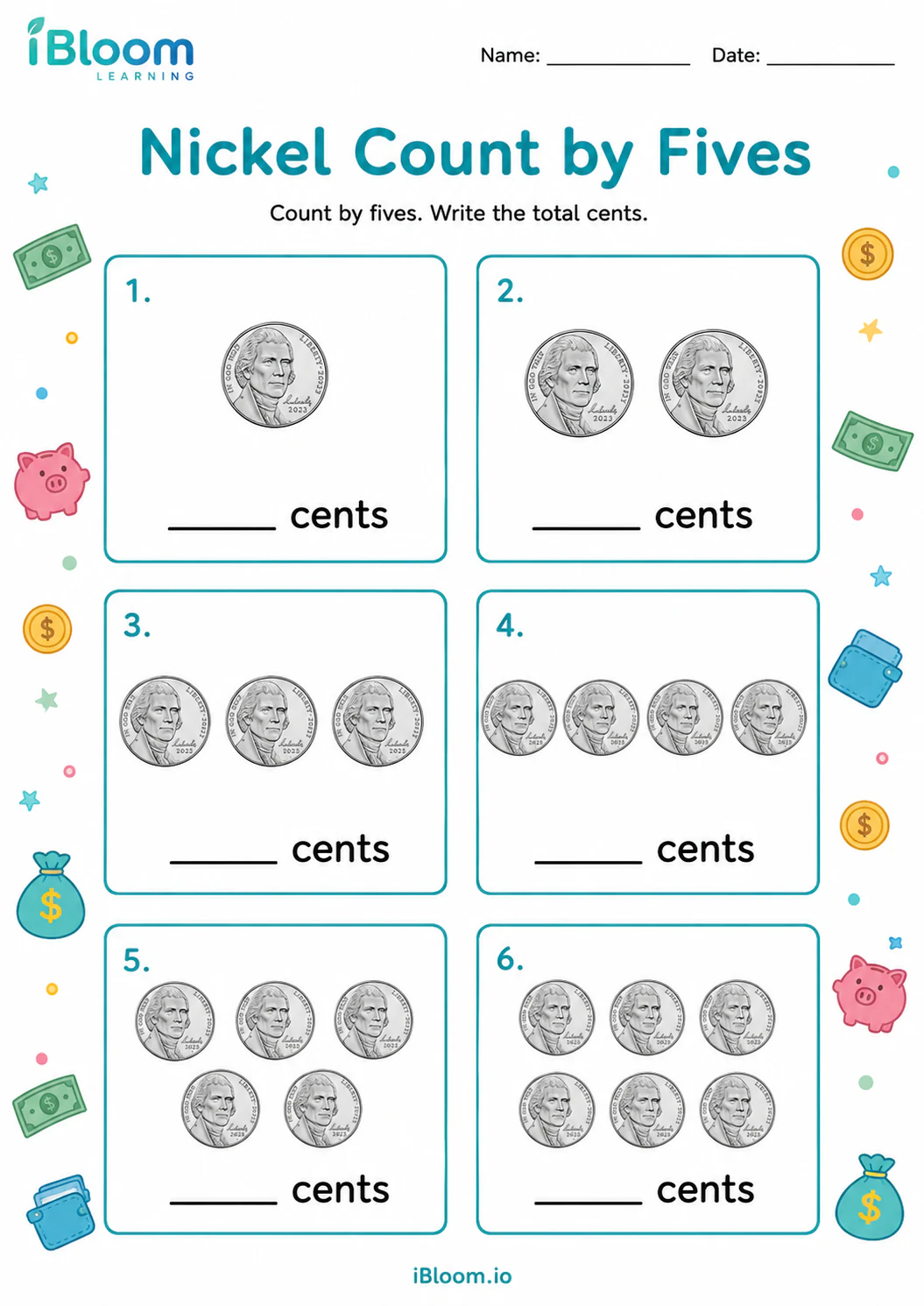 Preview page 1 of Nickel Count by Fives
