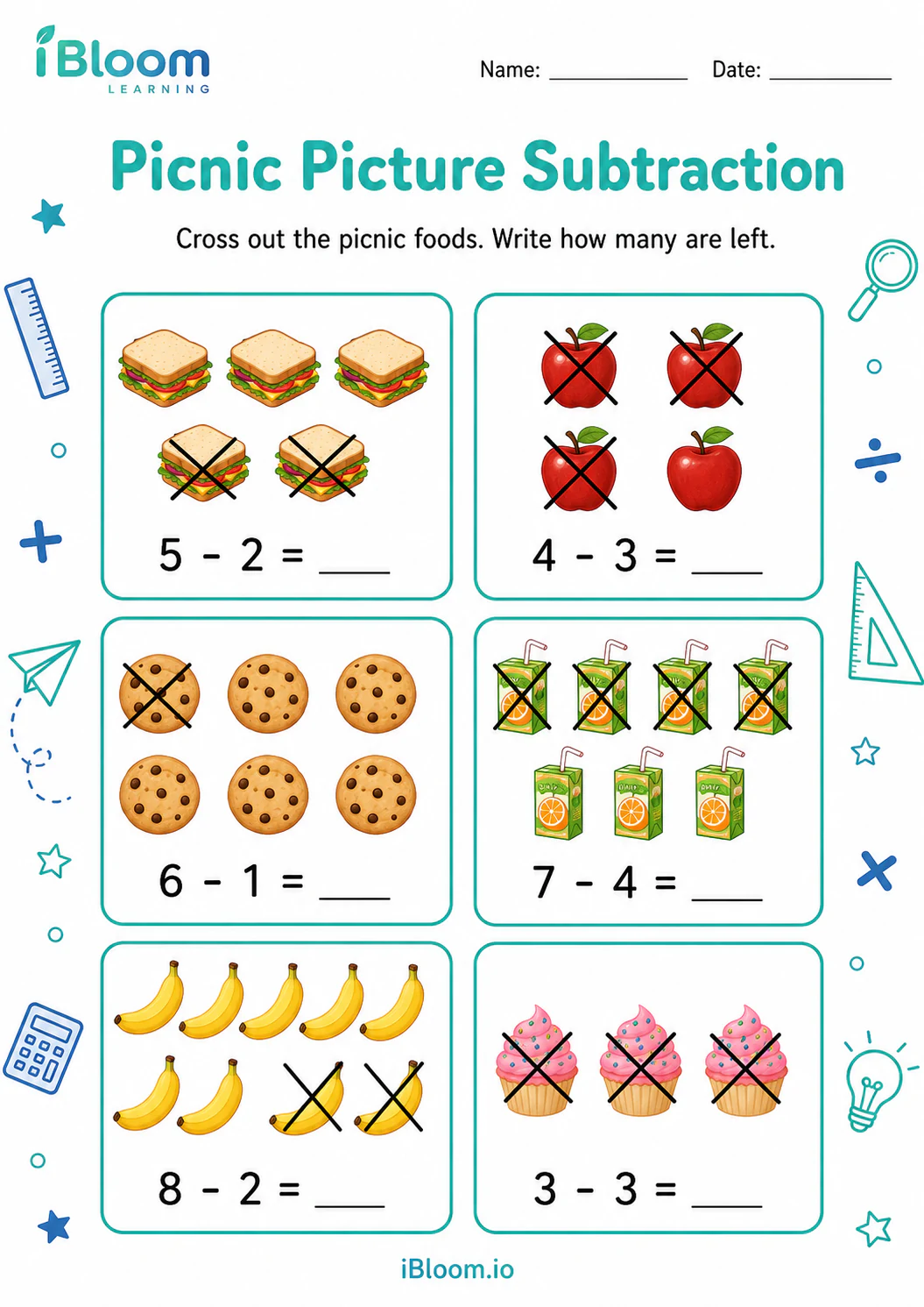 Preview of Picnic Picture Subtraction worksheet