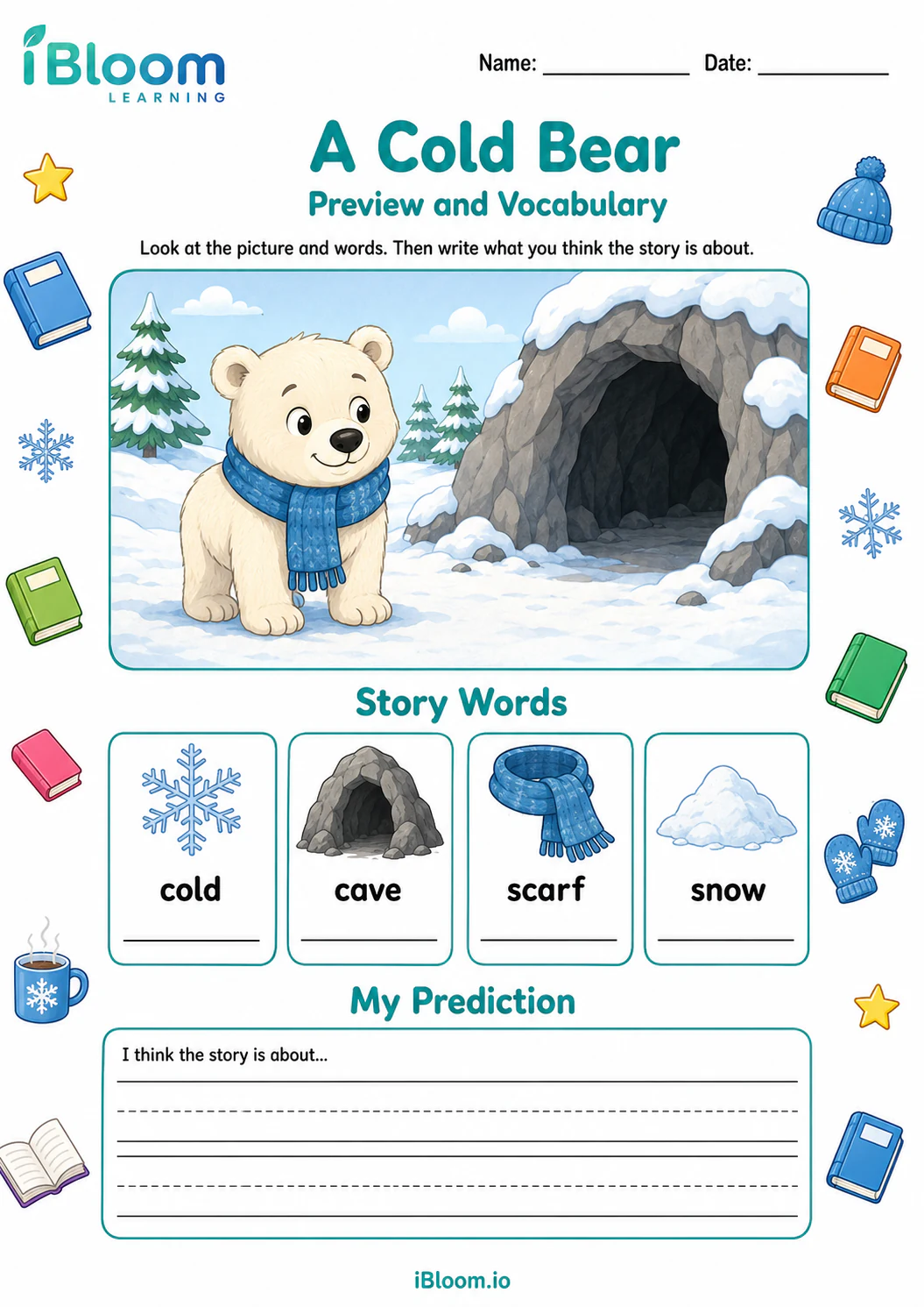 Preview page 1 of A Cold Bear — Preview and Vocabulary