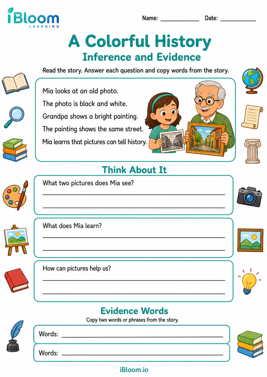 Preview page 1 of A Colorful History — Inference and Evidence