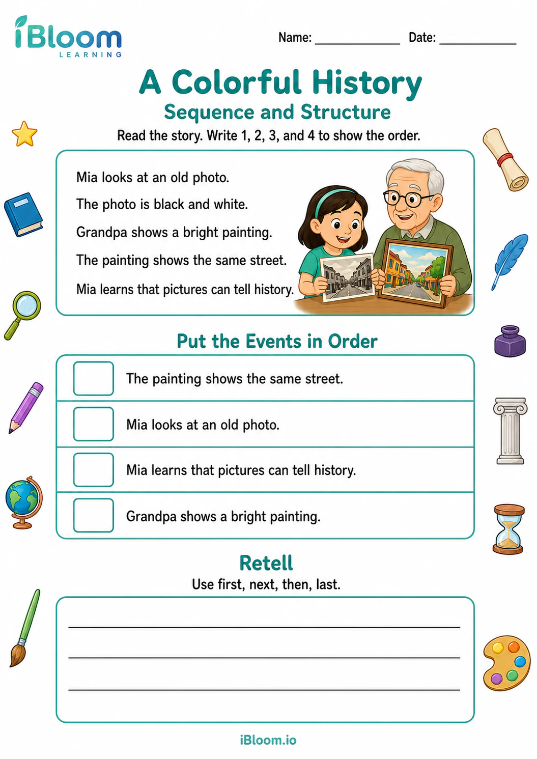 Preview page 1 of A Colorful History — Sequence and Structure