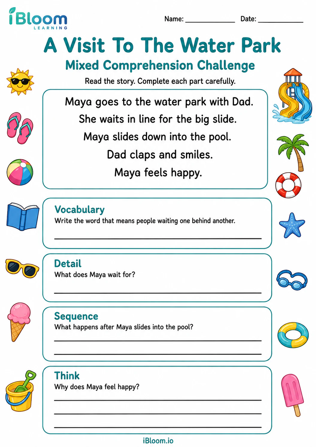 Preview page 1 of A Visit To The Water Park — Preview and Vocabulary