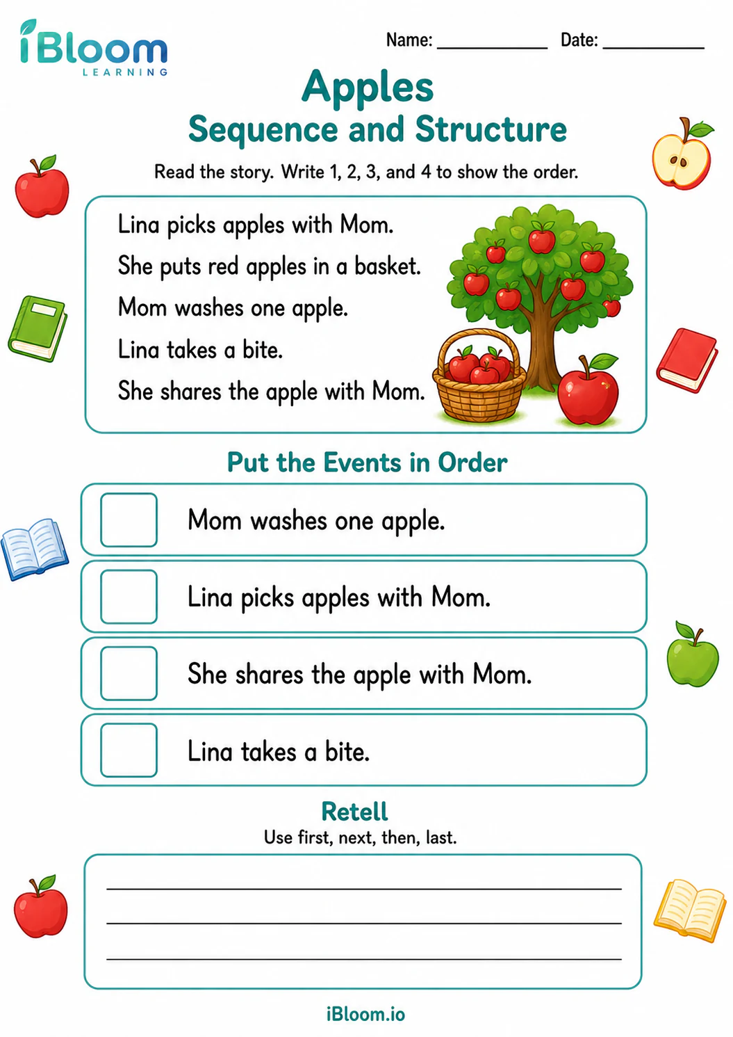 Preview of Apples — Sequence and Structure worksheet