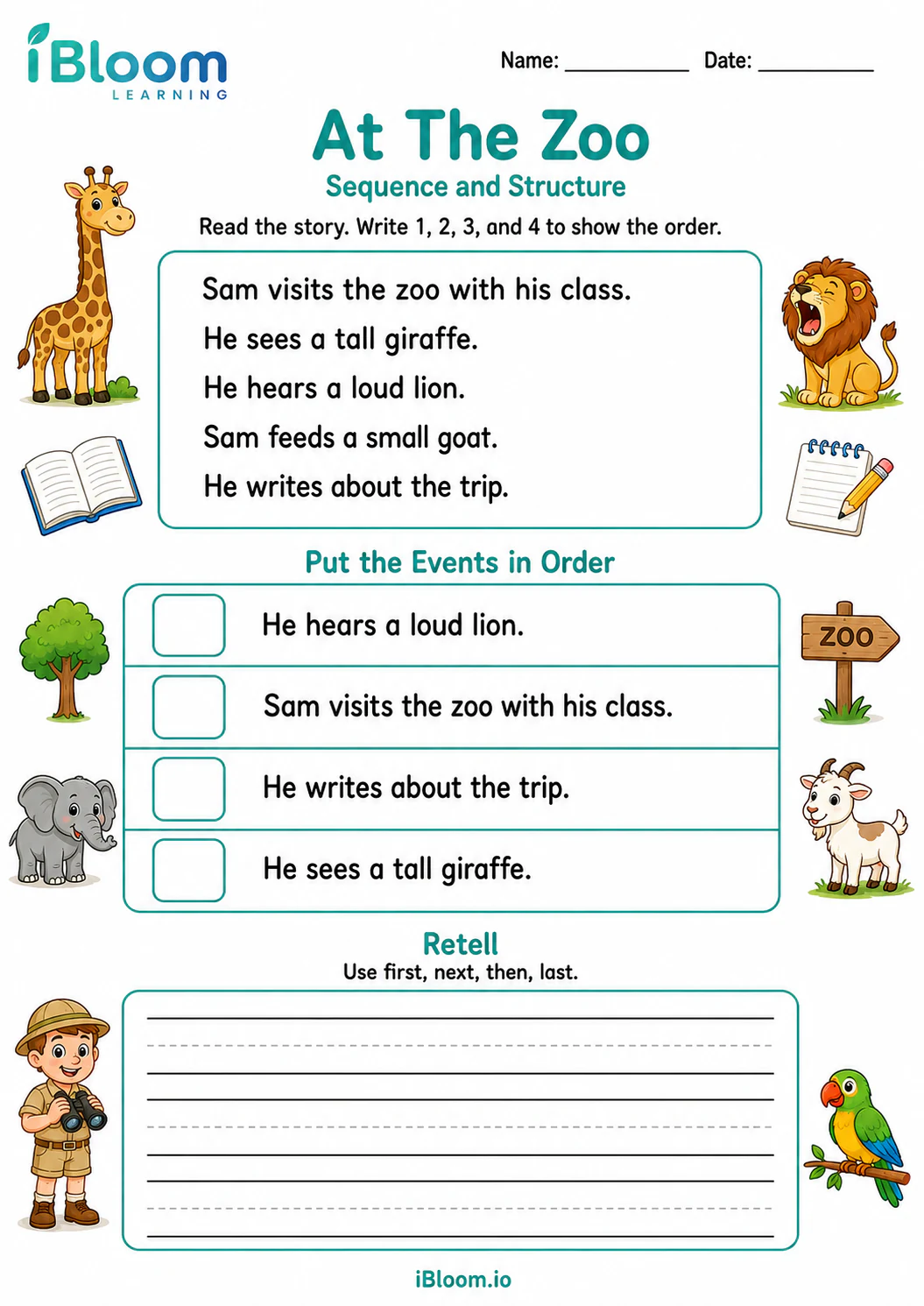 Preview of At The Zoo — Sequence and Structure worksheet