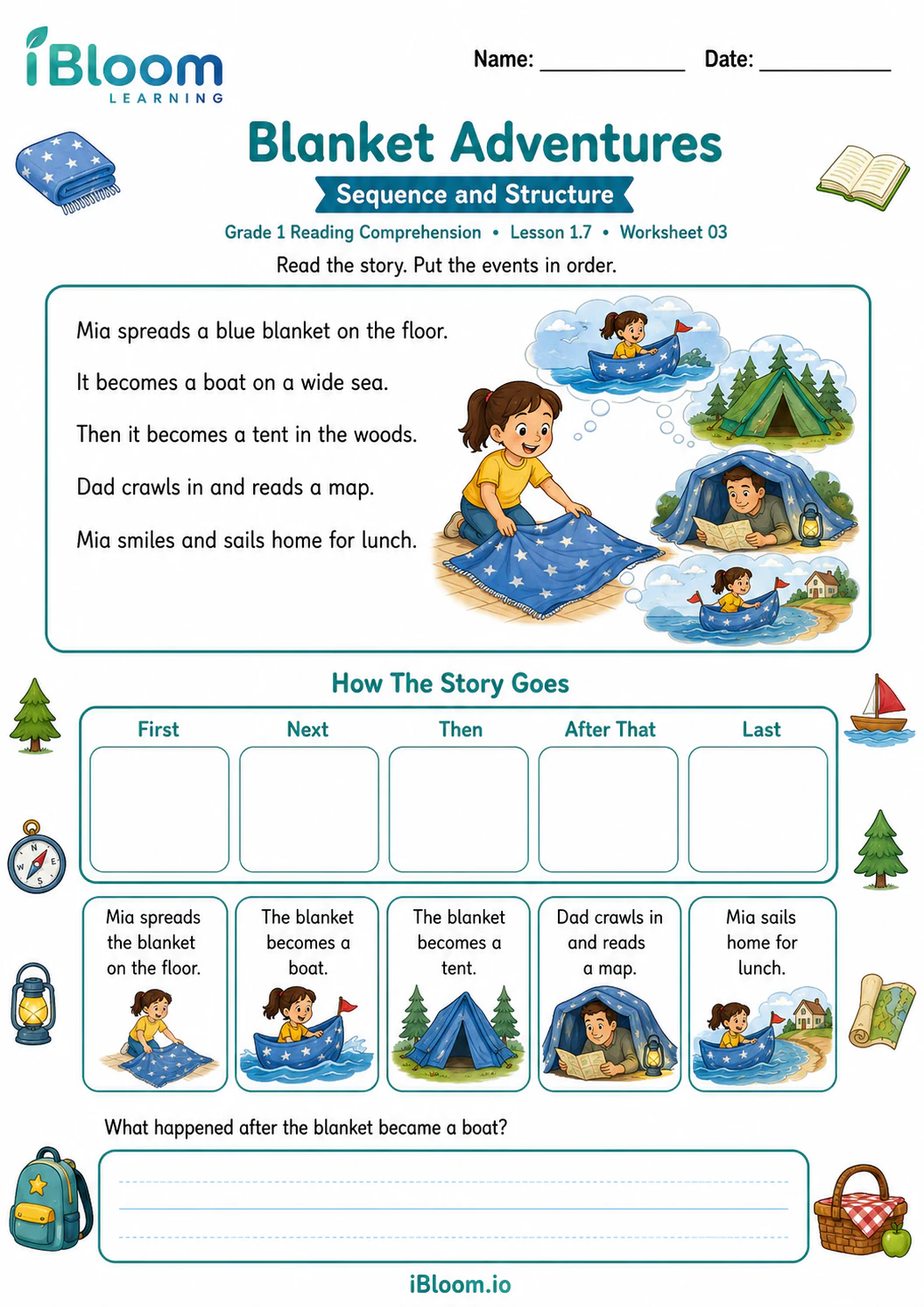 Preview of Blanket Adventures — Sequence and Structure worksheet