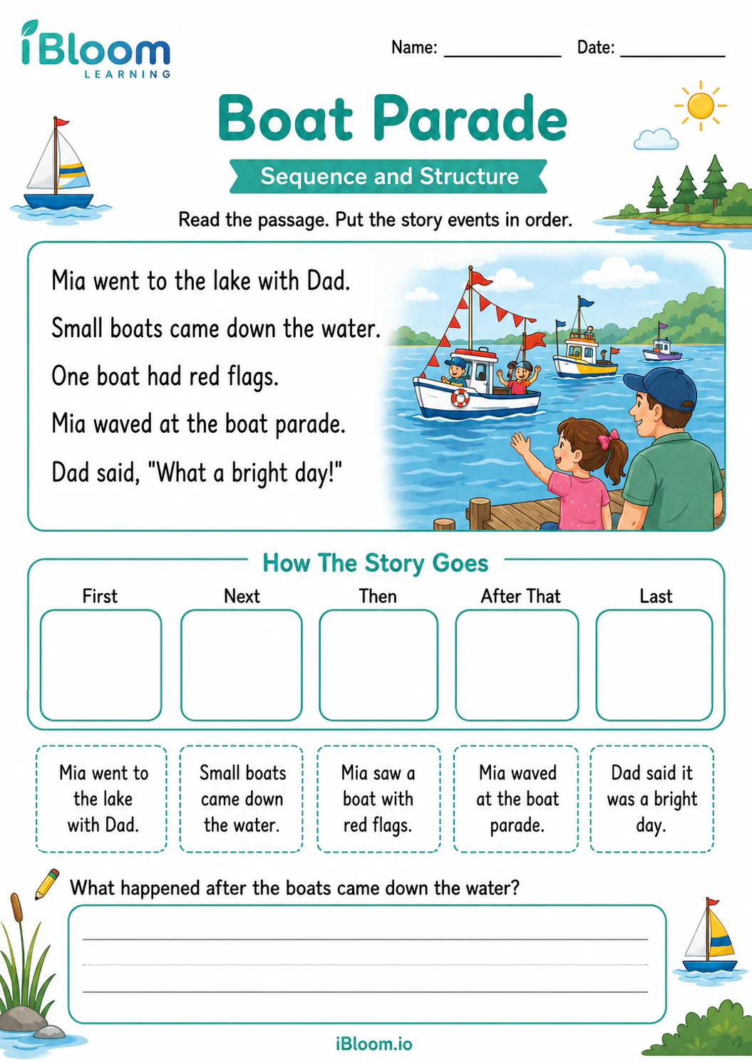 Preview of Boat Parade — Sequence and Structure worksheet