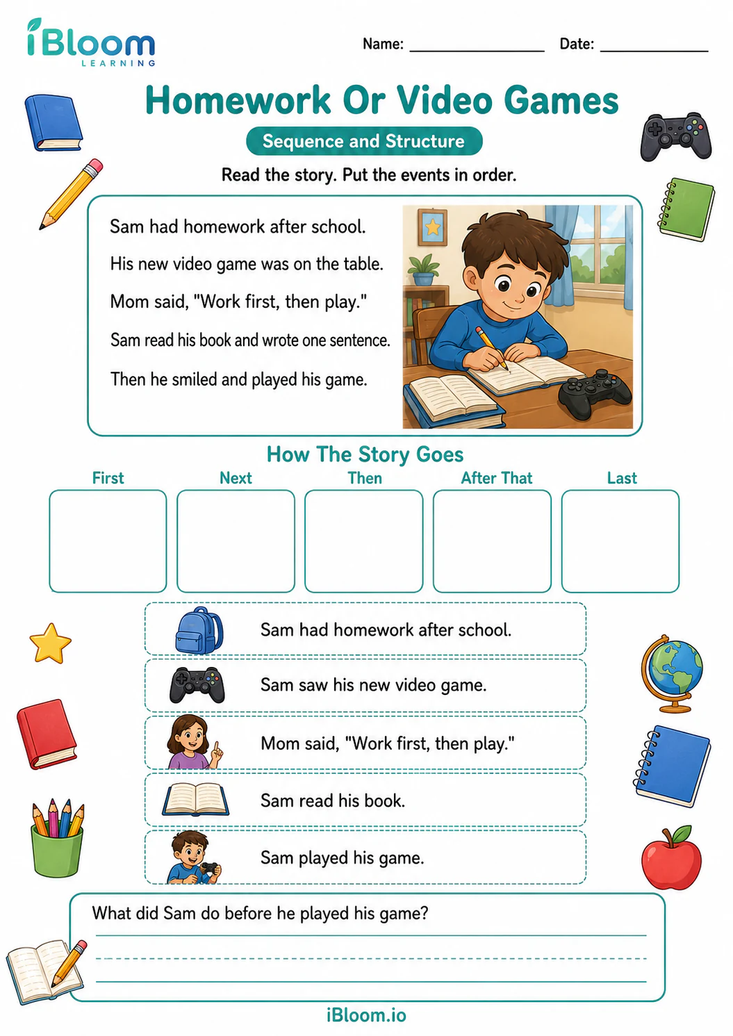 Preview page 1 of Homework Or Video Games — Sequence and Structure
