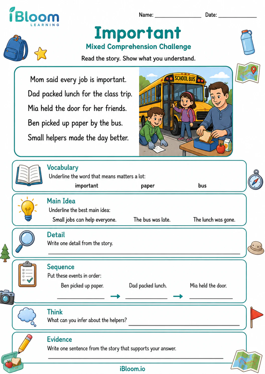 Preview page 1 of Important — Mixed Comprehension Challenge