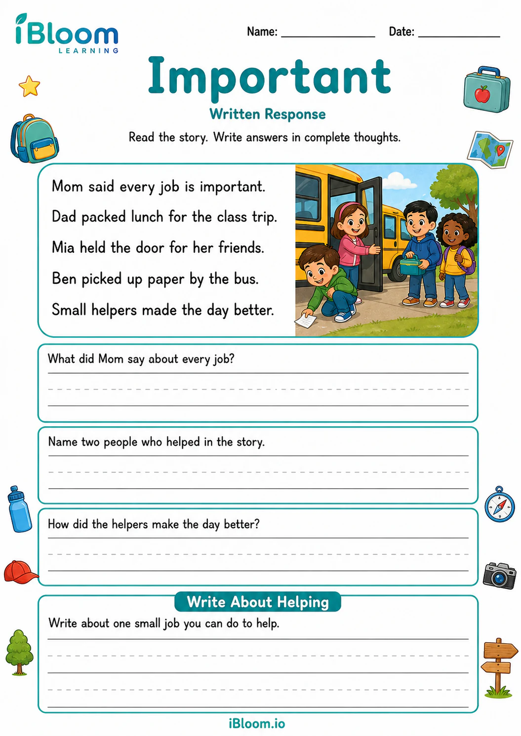 Preview page 1 of Important — Written Response